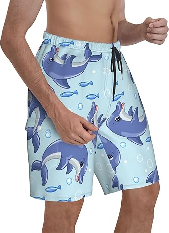 Amazon.co.jp: メンズ サーフパンツ 水着 かわいい漫画のイルカ